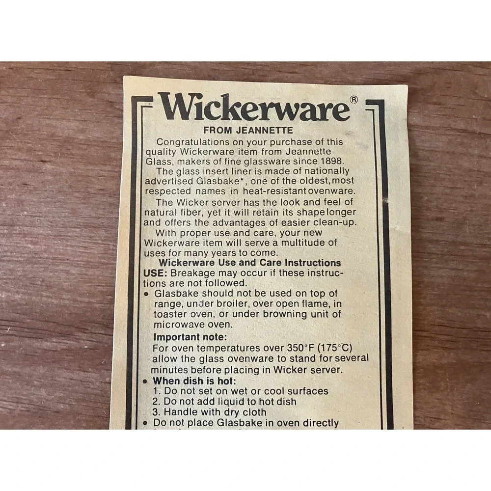 Glasbake vintage wickerware